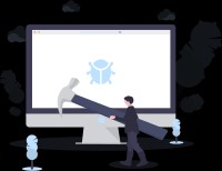 Man with hammer fixing bugs