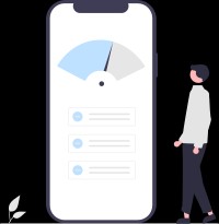 Man looking at speed test on phone
